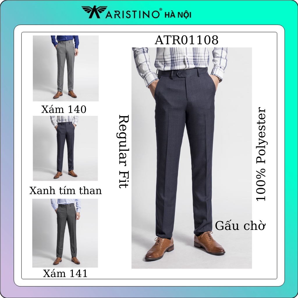 Quần âu Aristino kẻ from rộng gấu chờ  ATR01108