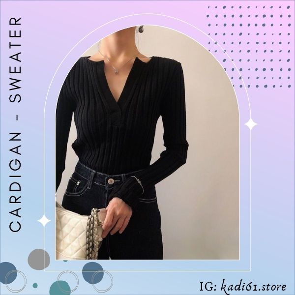 (ORDER TAOBAO) ÁO LEN BODY SỌC GÂN CỔ V TAY DÀI CÁ TÍNH