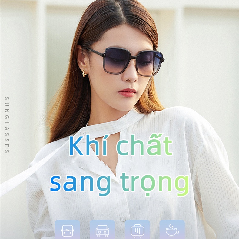 FREESHIP】Kính Mát nữ gọng vuông lớn -đi biển đi nắng siêu chất chống tia UV-thời trang màu gradient Phong Cách Âu Mỹ