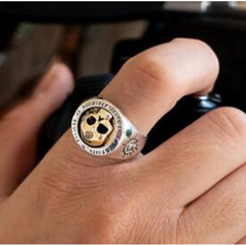 Nhẫn đeo tay hình đầu lâu phong cách biker chất lượng cao