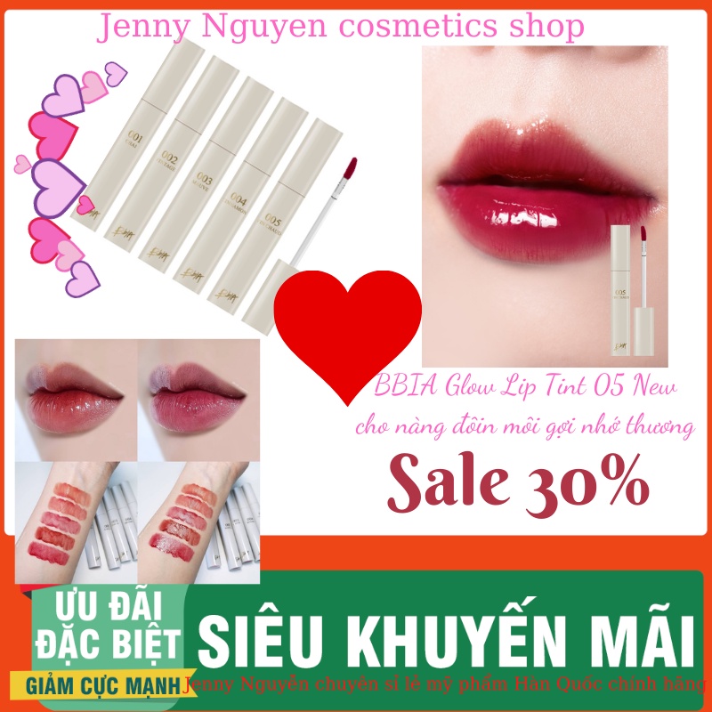 Son kem Bbia Glow Lip Tint mới 5 màu ấn tượng 9g