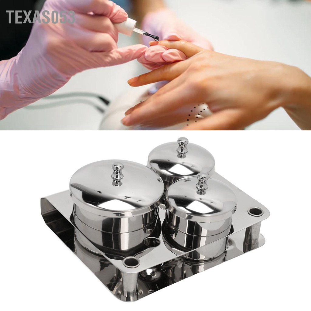 Texas053 Người giữ bột làm móng bằng thép không gỉ Làm dày Cứng chắc chống bụi Bề mặt mịn Thiết bị nghệ thuật Cốc có nắp đậy
