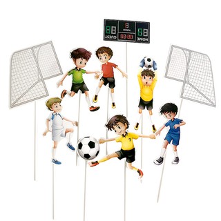 Phụ kiện trang trí bánh sinh nhật_Set que cắm đội bóng đá giấy