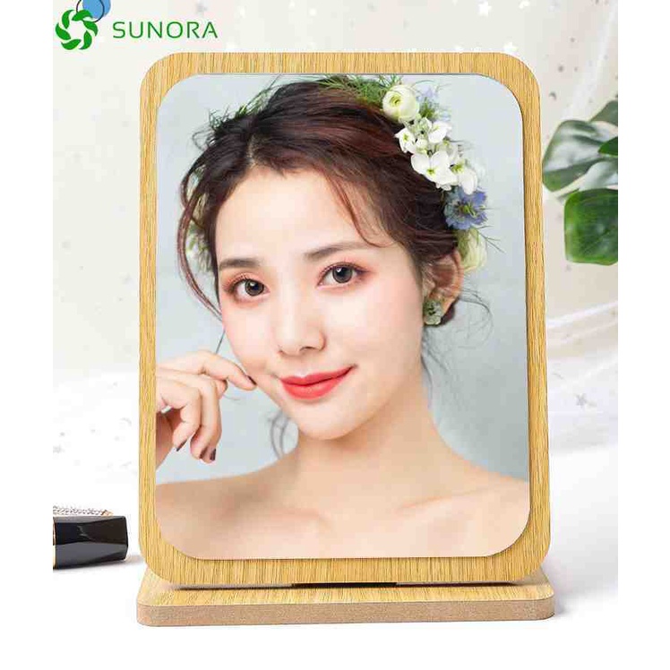 Gương trang điểm để bàn gấp gọn đế gỗ sang trọng chắc chắn