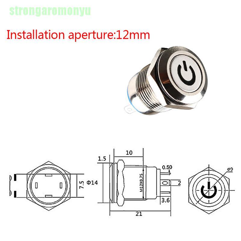 Nút Bấm Công Tắc Đèn Led 12mm 12v Chất Liệu Kim Loại Chống Thấm Nước