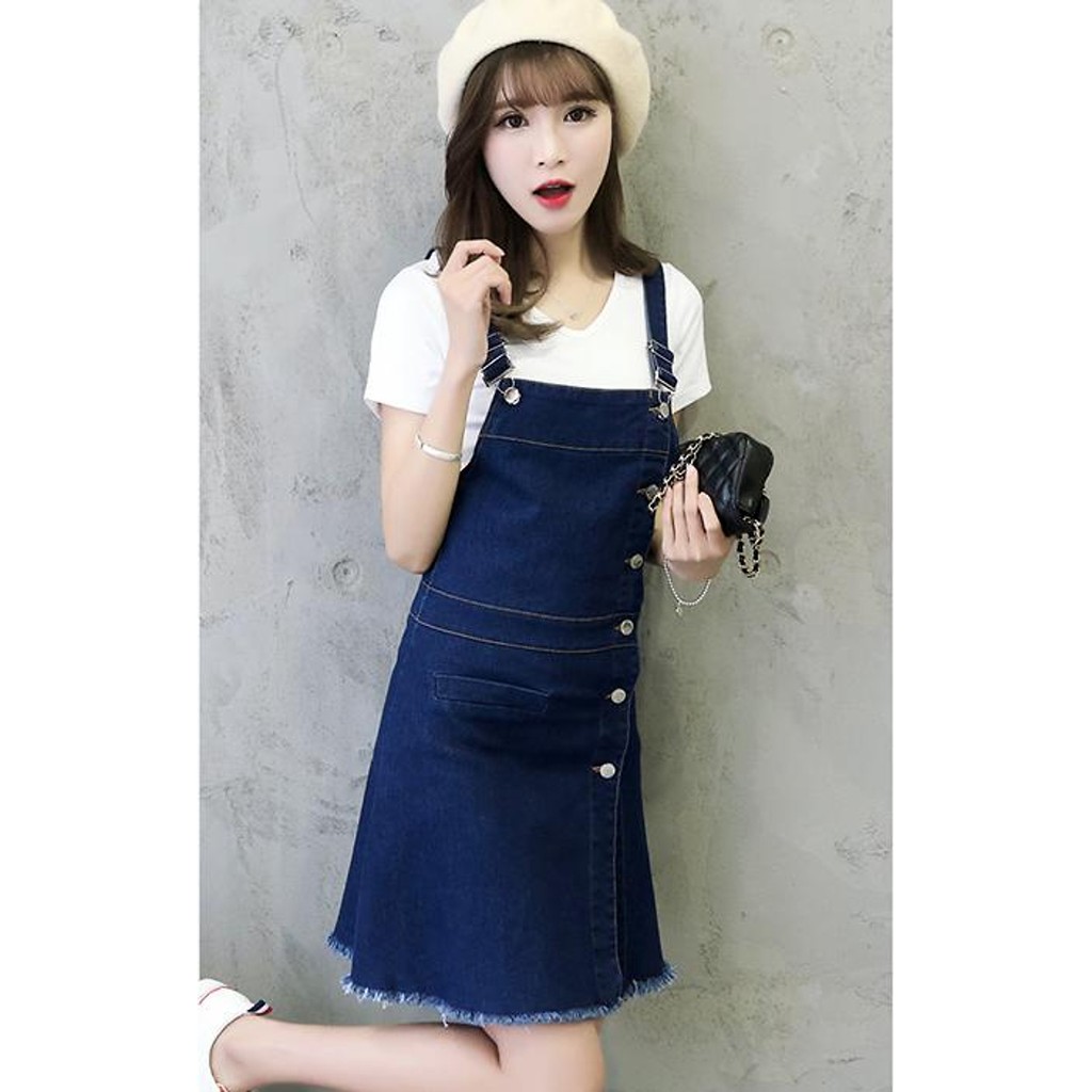 Đầm Yếm Jean Nữ Nút Dọc Thời Trang | BigBuy360 - bigbuy360.vn