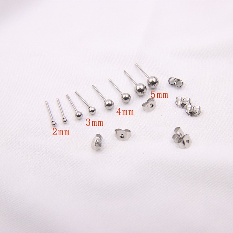 1 chiếc -Bông tai sát tai chấm tròn titan có các size từ 2.5 - 5 mm