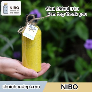 [Chai nhựa 250ml] 20 chai 250ml tròn đựng nước ép, trà sữa kèm tag thankyou | MS: 250TM