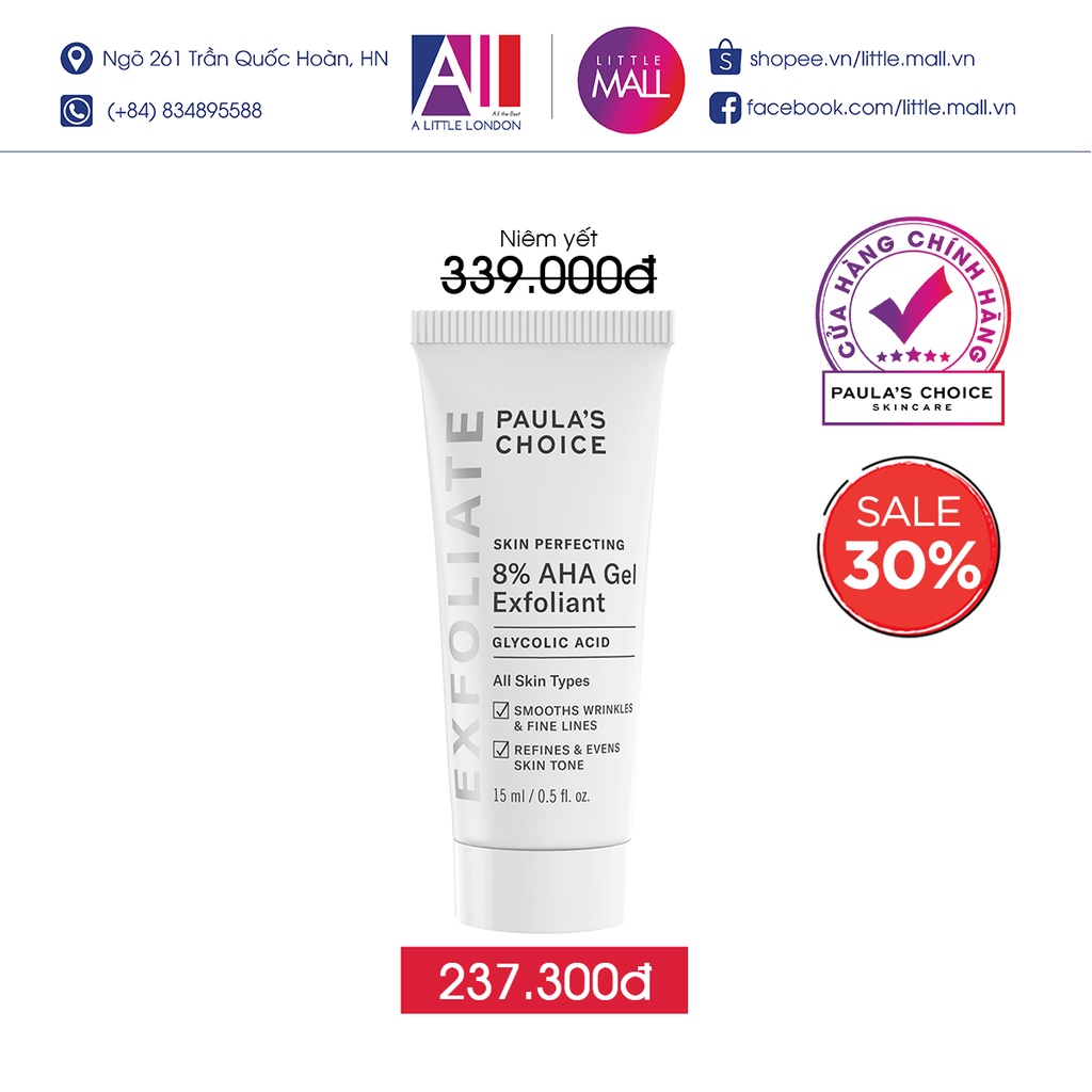 Gel tẩy tế bào chết Paula's Choice skin perfecting 8% AHA gel exfoliant TẶNG mặt nạ Sexylook (Nhập khẩu) | BigBuy360 - bigbuy360.vn