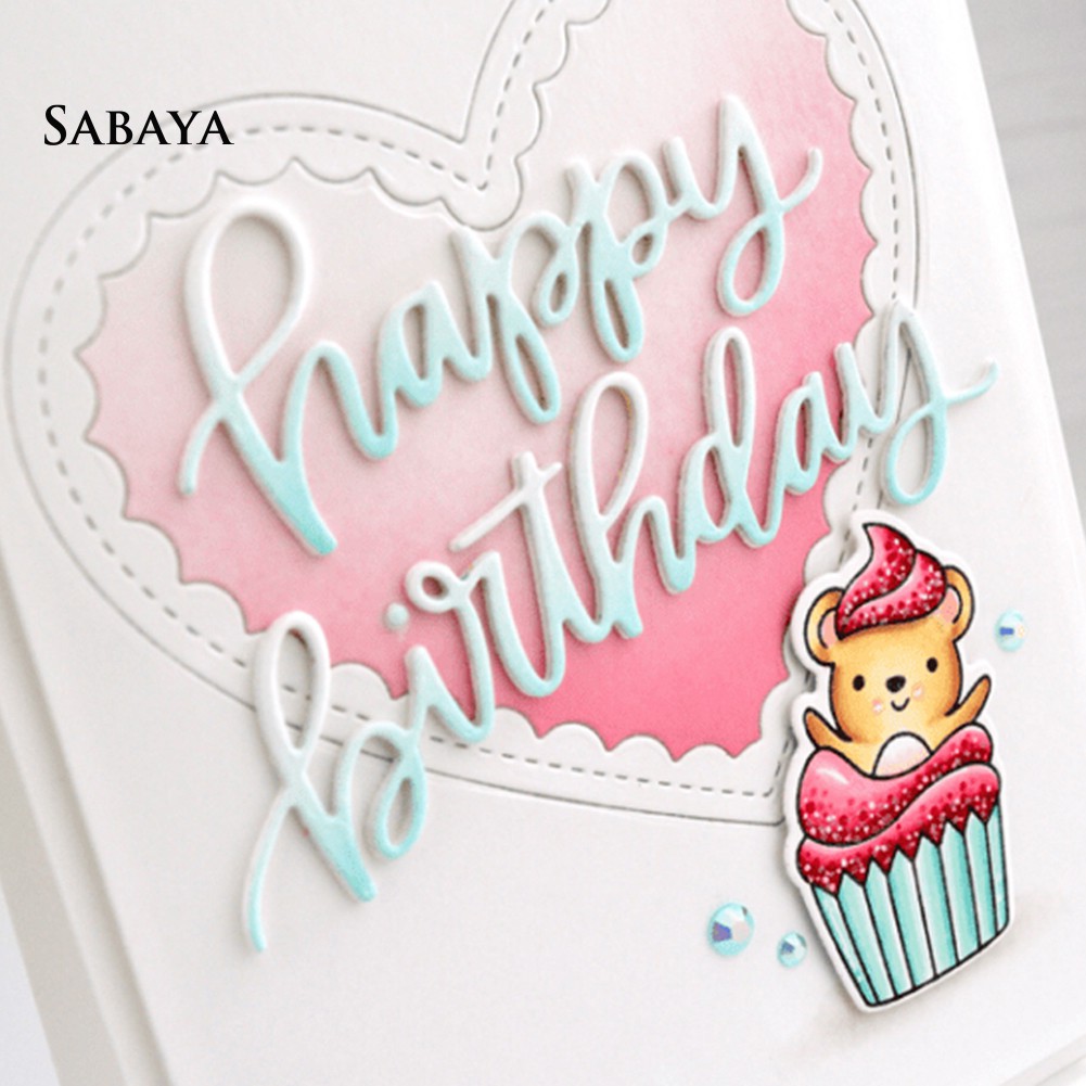 Khuôn cắt giấy bằng kim loại hình chữ Happy Birthday trang trí sổ lưu niệm