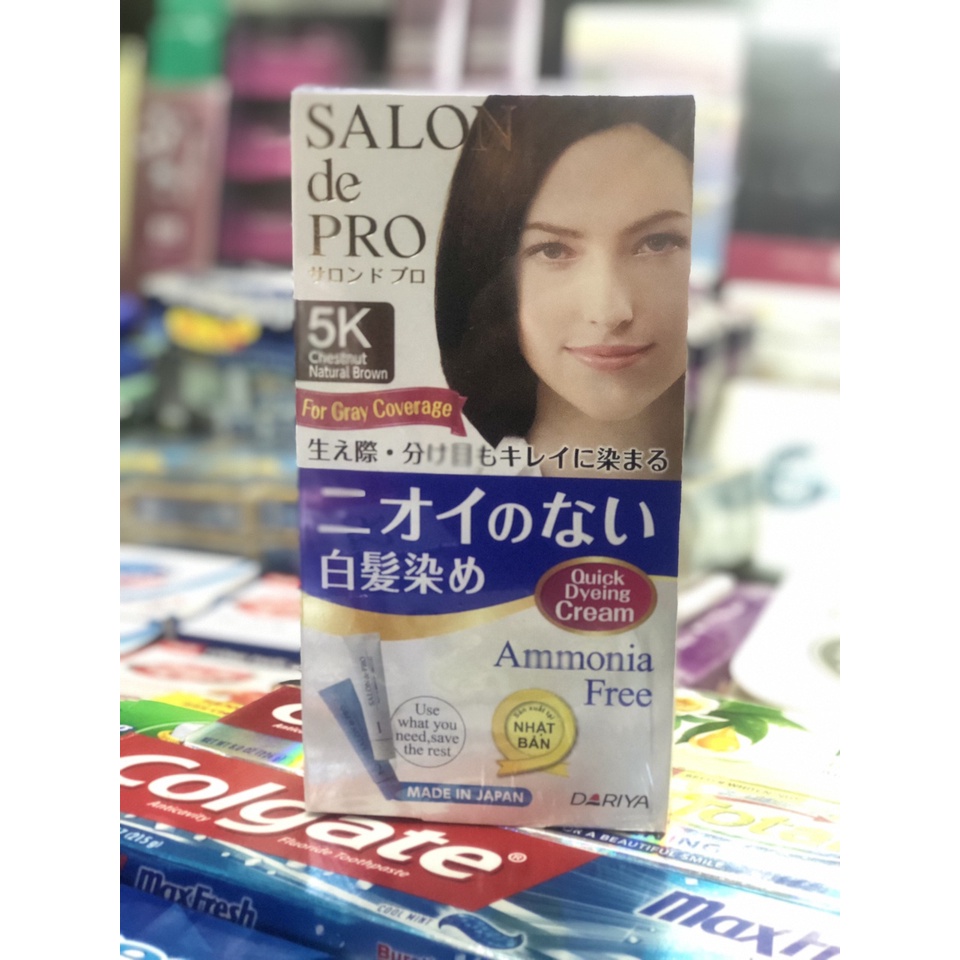 Kem Nhuộm Tóc Nữ Phủ Bạc Nhật Bản Salon de Pro 5K (Màu Nâu Hạt Dẻ)
