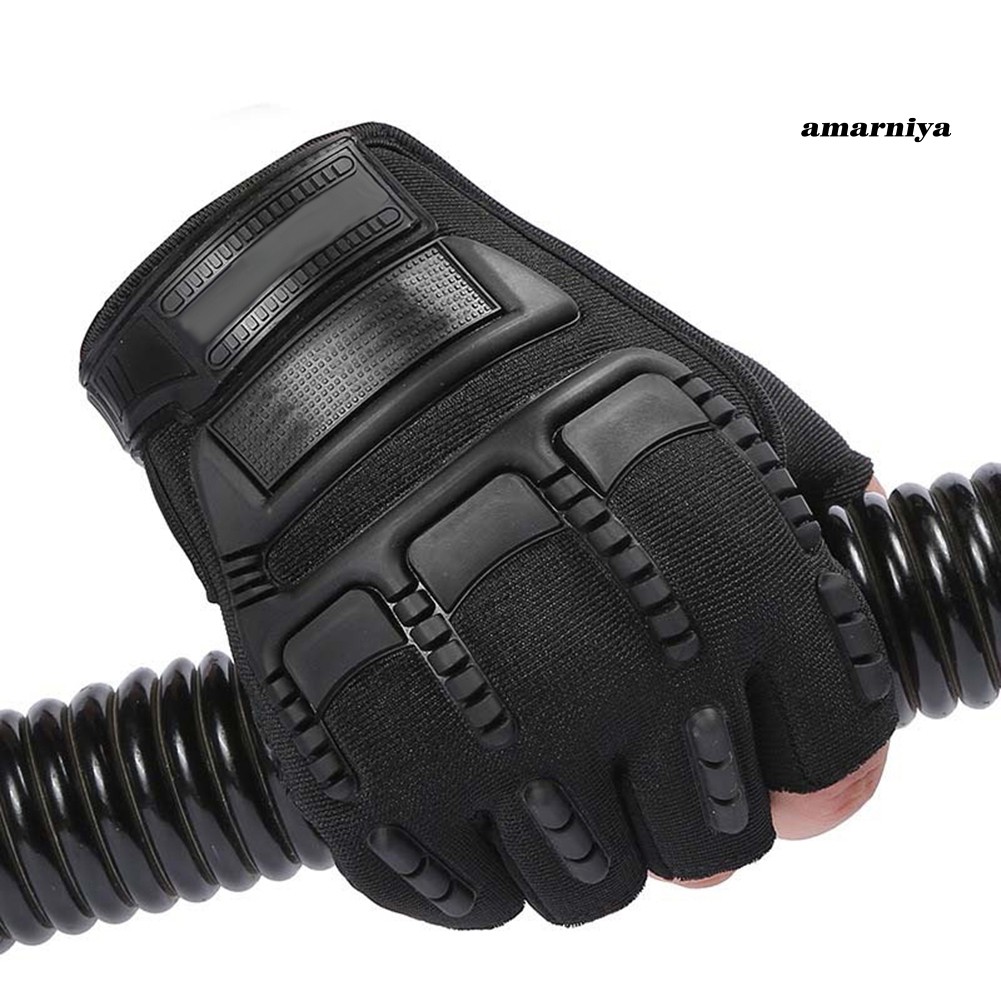 AY-ᴥMen's Army Military Outdoor Combat Bicycle Airsoft Half Finger Gloves