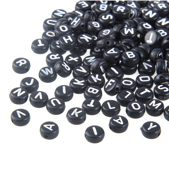 Set 100 Hạt Xâu Chuỗi Hình Chữ Cái Alphabet 7X4mm Nhiều Màu Sắc