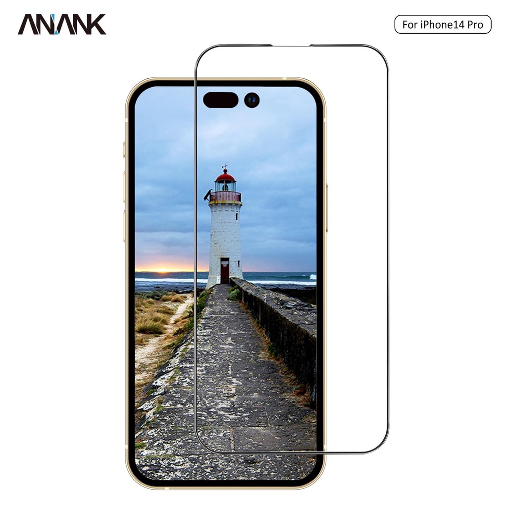 Kính cường lực Anank Full màn hình cho iPhone 14, 4 Pro, 14 Plus, 14 Pro Max full trong suốt, full viền đen siêu tốt