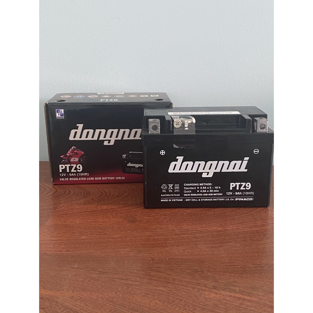 Bình ắc quy 12V Đồng Nai PTZ9, 12V - 9Ah dùng cho Honda Spacy, SYM Attila