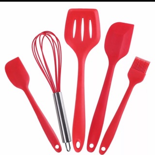 Bộ 5 chổi phới spatula silicon đỏ cao cấp