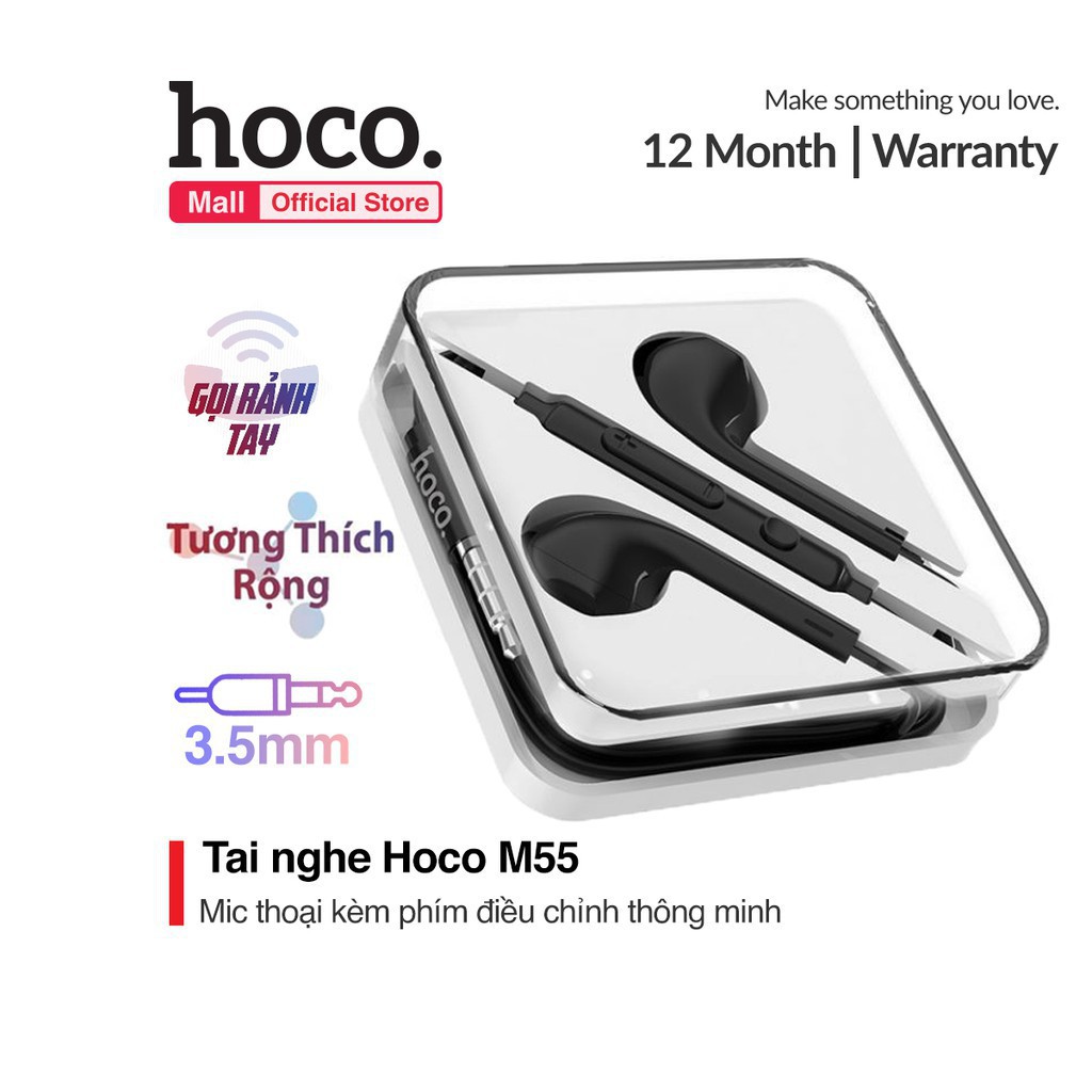 [ Giá siêu rẻ,chính hãng 100% ]  Tai nghe nhét tai Hoco M55 phím điều chỉnh âm lượng kèm mic thoại Jack 3.5mm dành cho S