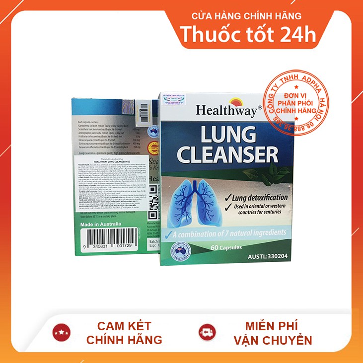 TPBVSK Healthway Lung Cleanser 60s - Hỗ trợ thanh lọc thải độc, chống nhiễm độc phổi
