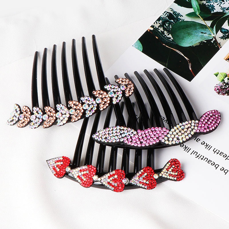 Haimeikang Cổ điển Bảy chiếc răng Lược cài tóc Rhinestone Kẹp tóc Tóc đuôi ngựa Kẹp tóc Đồ trang sức