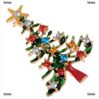 (Eetmo) Brooch Enamel Gorgeous Rhinestone Crystal Christmas Tree Pin Holiday Party Gifts