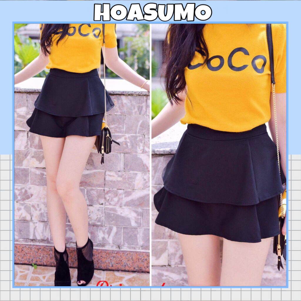 Chân váy ngắn xòe 2 tầng freesize cạp thun co dãn