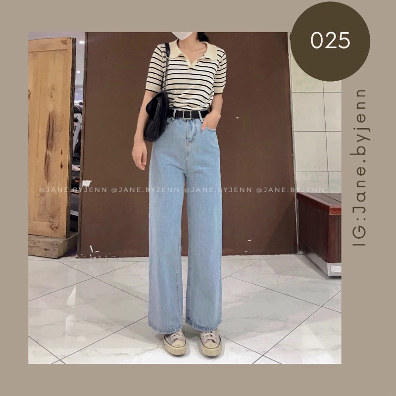 Quần jeans ống suông cạp cao ( ảnh thậ