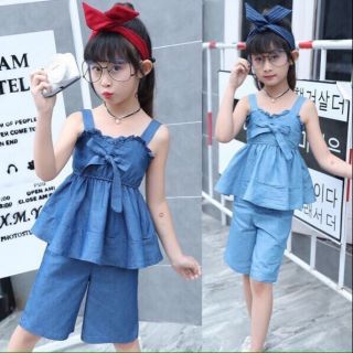 Combo 6 Bộ jean dây áo xòe điệu đà cho bé