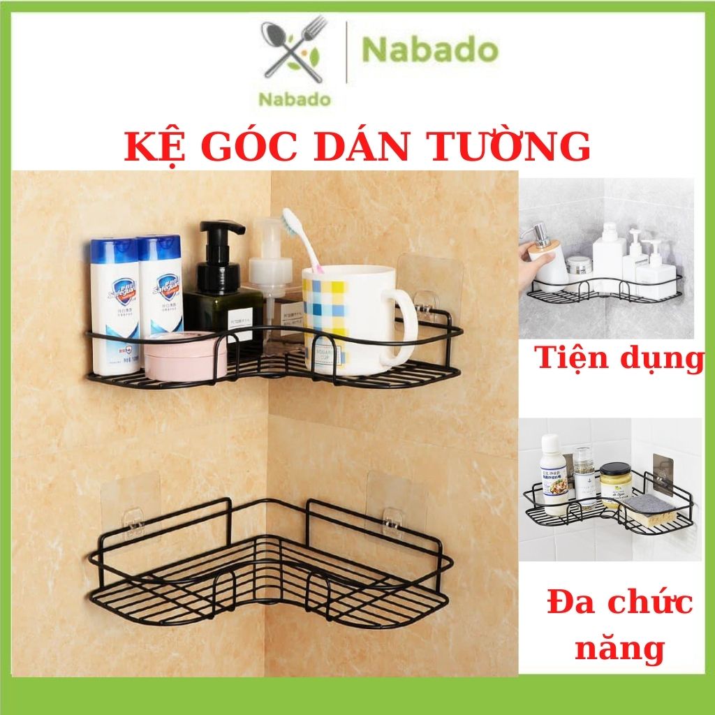 Kệ góc dán tường nhà tắm Giá đựng gia vị dính tường thép không gỉ cao cấp