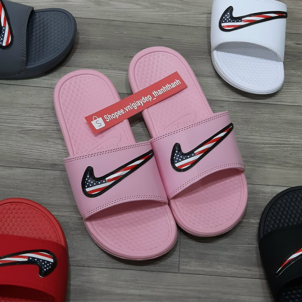 Dép nike-quai ngang logo cờ Mỹ mẫu mới unisex nam nữ