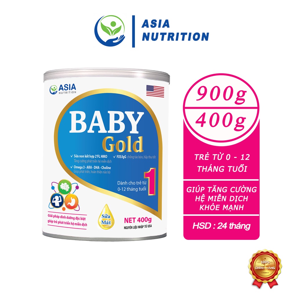 Sữa non Asia Nutri Baby Gold 1 - Bảo vệ hệ miễn dịch dành cho trẻ từ 0 – 12 tháng