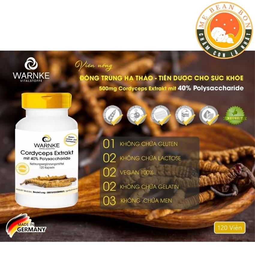 Viên Uống Đông Trùng Hạ Thảo Warnke Cordyceps Extrakt 500mg của Đức