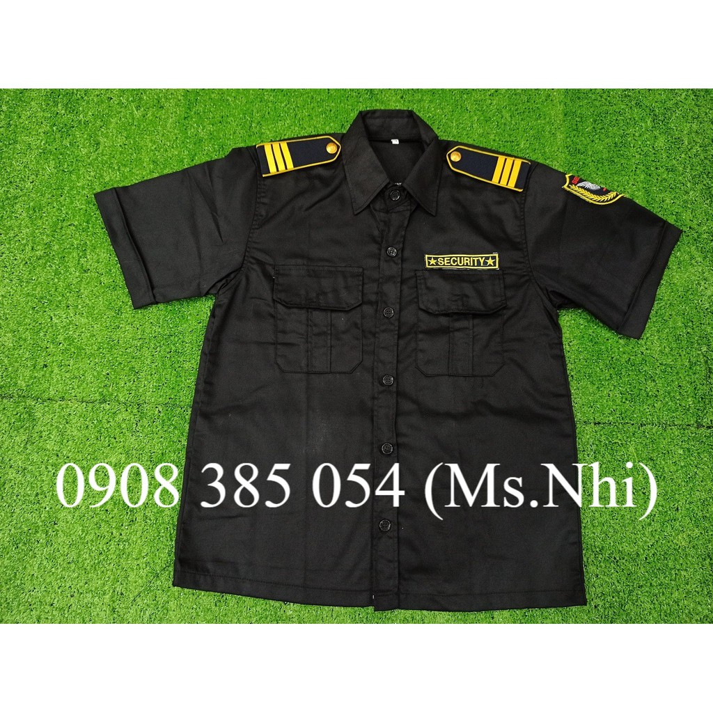 Áo vệ sĩ màu đen kèm logo vải kaki thấm hút mồ hôi- Hình thật