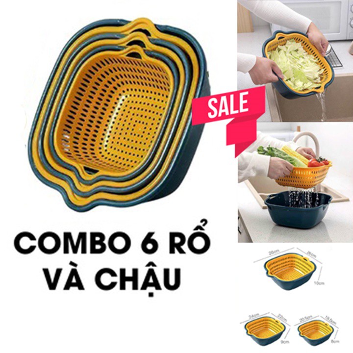 [Giao Ngay] Set 6 Rổ Chậu Nhựa PP 5 Lớp Cao Cấp