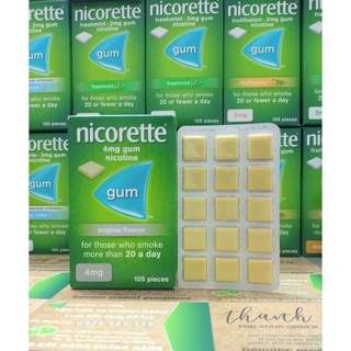 Kẹo cai thuốc lá 4mg Nicorette hàng MỸ loại không vị không đường 105 viên