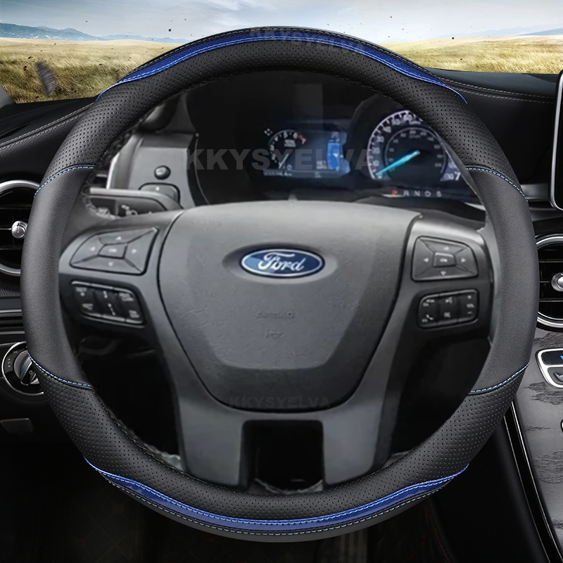 Vỏ Bọc Vô Lăng Bằng Da Sợi Carbon Cho Xe Hơi Ford Fiesta Everest Ranger 38cm