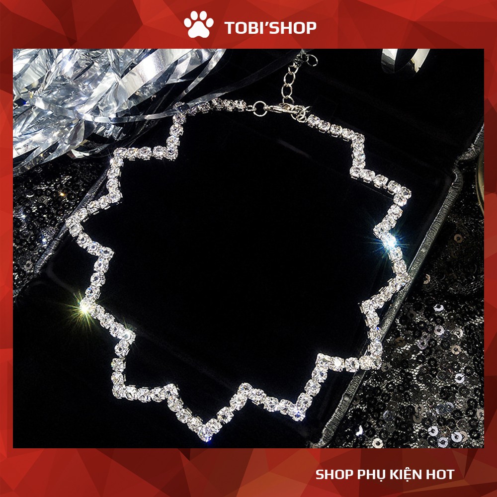 Chocker pha lê dây mảnh sang trọng đính đá lấp lánh hình zic zac xinh xắn TB252 - TOBI'SHOP