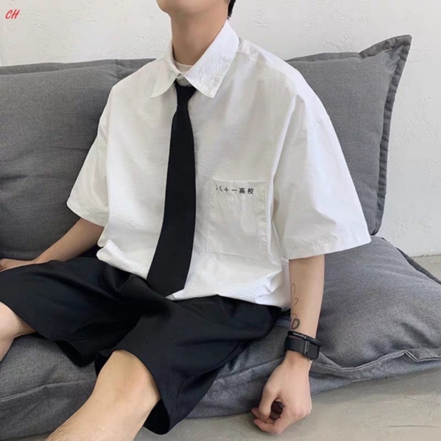 Sét áo sơ mi chữ tàu + cavat + quần ngố CH12
