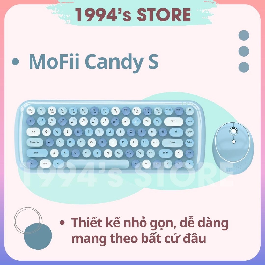 BỘ COMBO BÀN PHÍM CHUỘT GIẢ CƠ KHÔNG DÂY MOFII CANDY S - Dùng cho PC, Laptop, Tivi, Điện thoại - MOFI CANDY MIXED