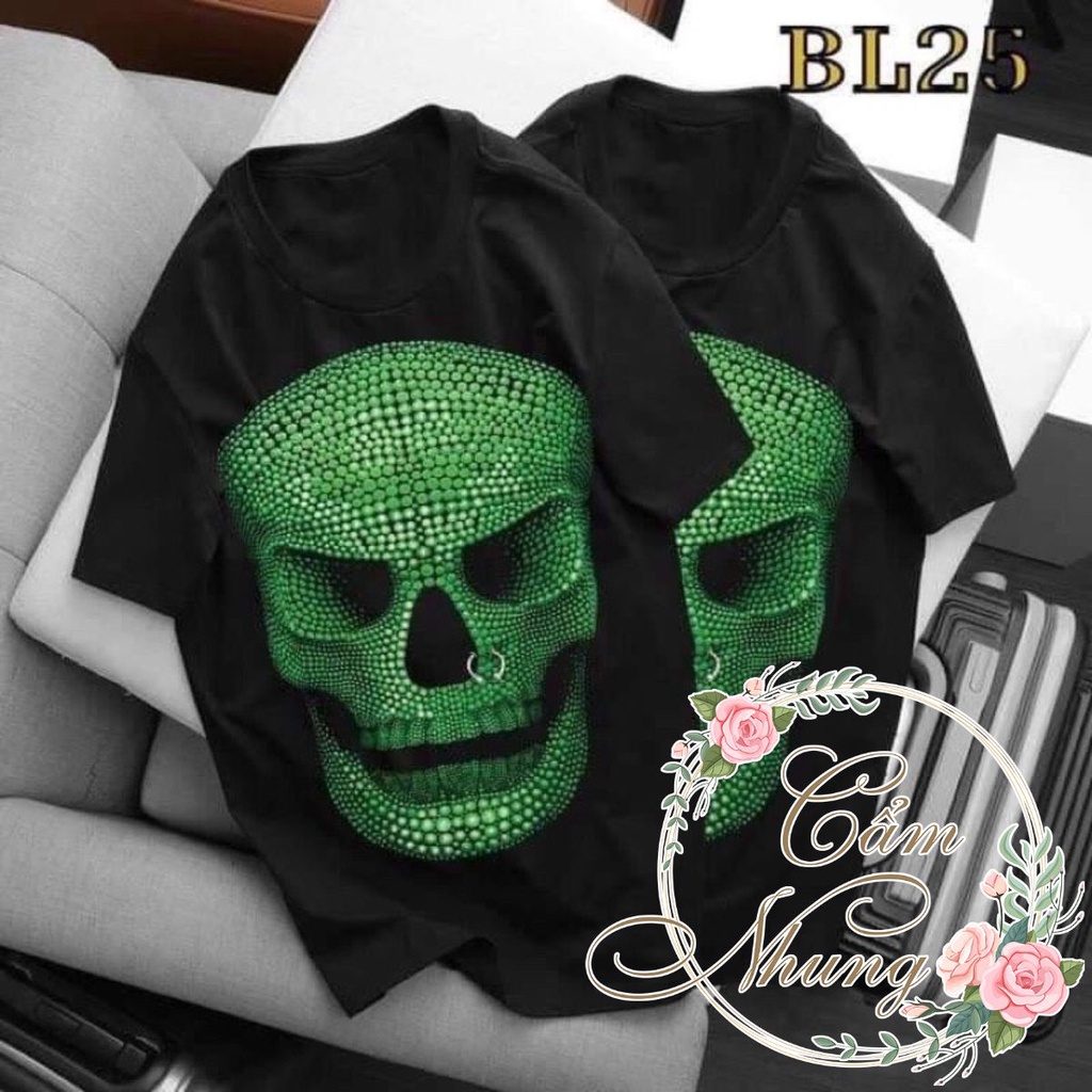 Áo Thun Tay Lỡ Đầu Lâu Xanh CAMNHUNG Áo Thun Nam Nữ Unisex Hot Hit