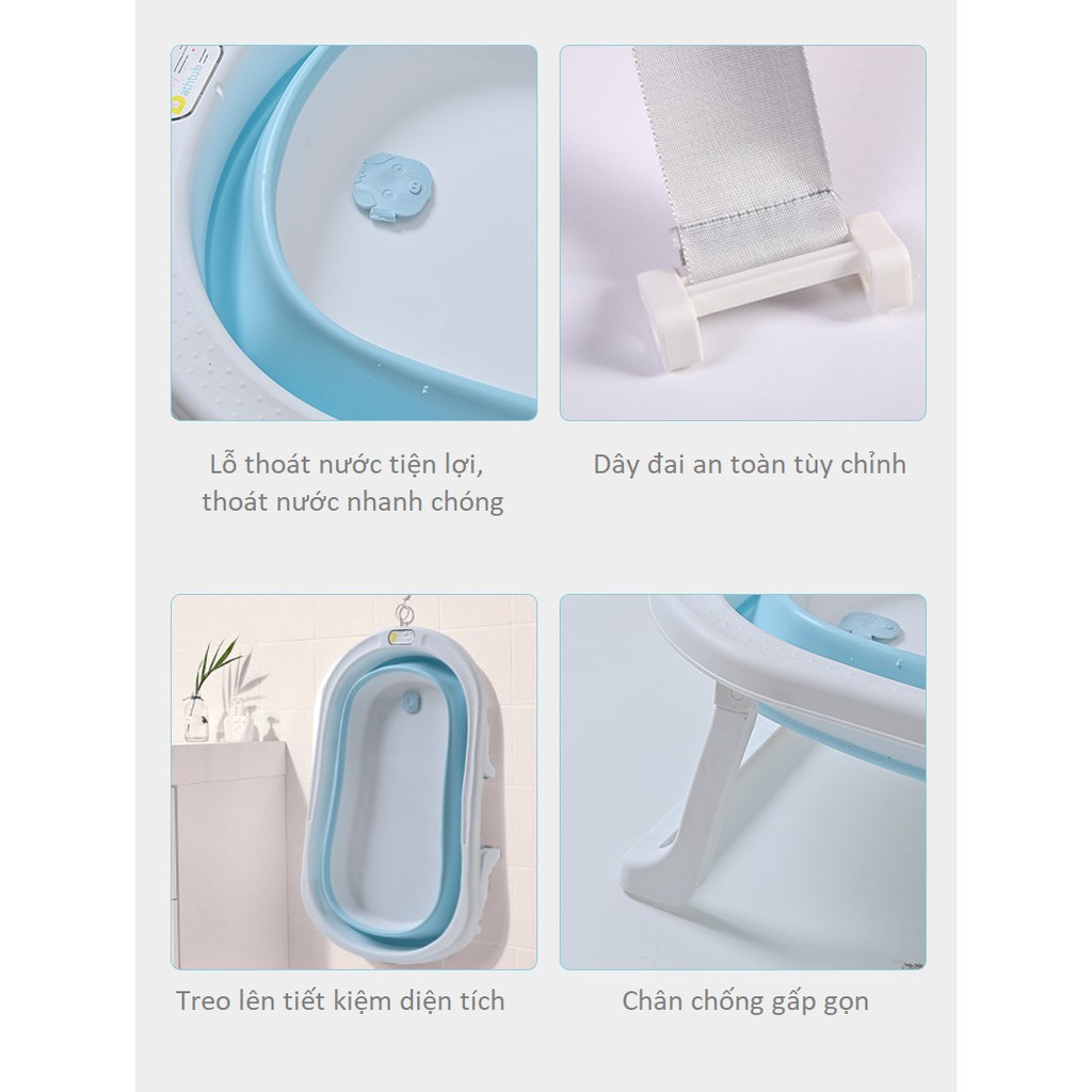 Bồn tắm báo nhiệt gấp gọn cho bé, ngồi nằm hoặc bơi lội, chậu tắm chuyên dụng cho bé từ 0 đến 5 tuổi