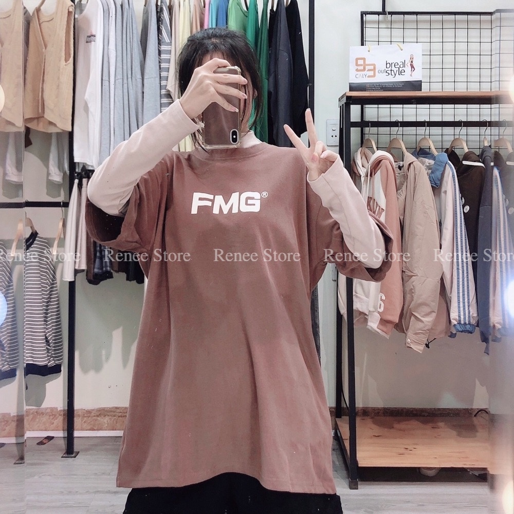 Áo thun unisex Renee Áo phông form rộng tay lỡ dáng giấu quần chữ FMG - AT01