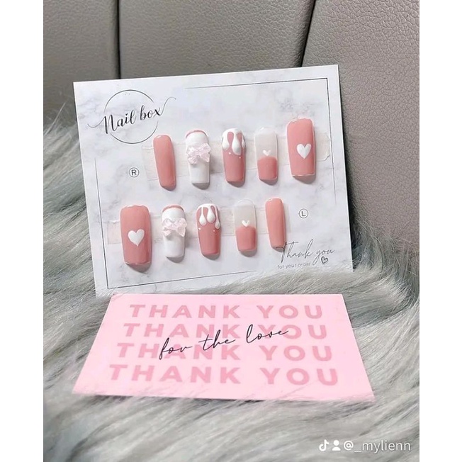 móng giả_nail box móng thiết kế tông màu hồng cute