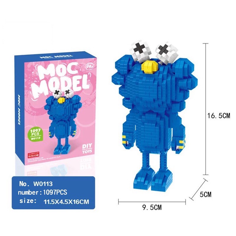 Bộ Đồ Chơi Lắp Ráp Hình Búp Bê KAWS Nano Sáng Tạo