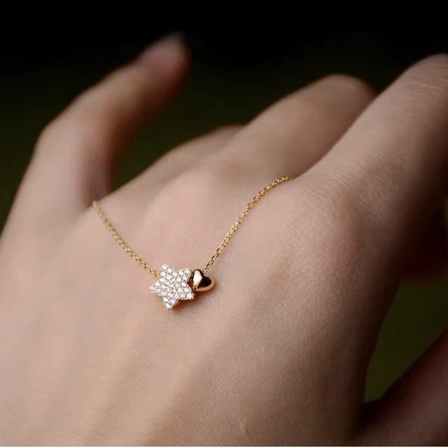 Vòng cổ bạc 925 SUMMERY ngôi sao trái tim dây chuyền S925