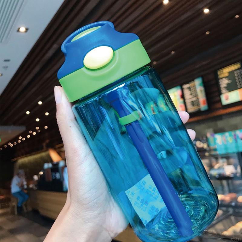 Bình Đựng Nước 480ml Có Ống Hút In Hoạt Hình Đáng Yêu Cho Bé