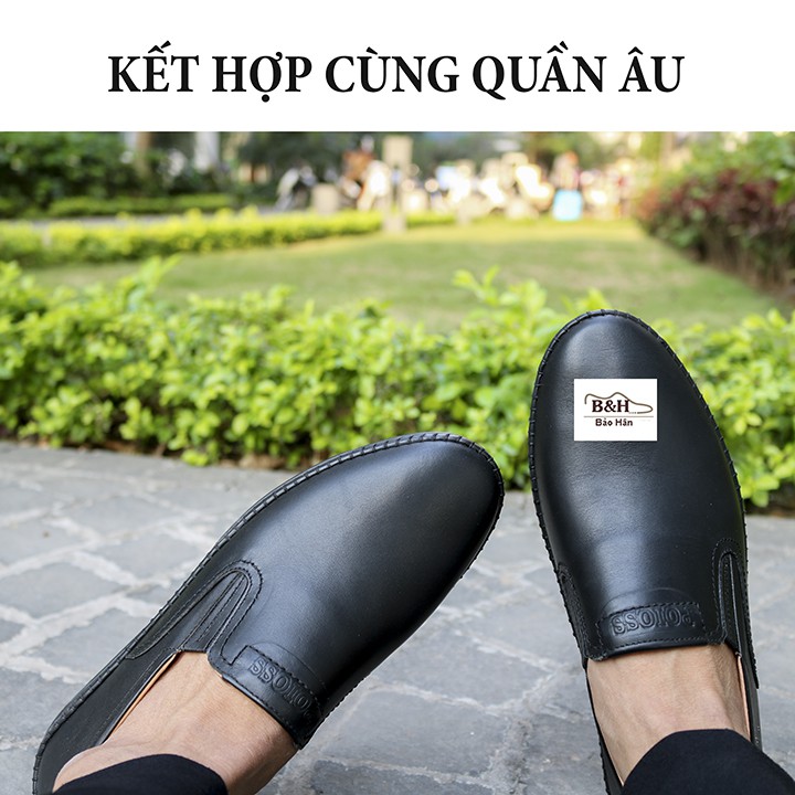 Giày Lười Nam Không Dây Cao Cấp Da Thật Xuất Khẩu VN Da Bò Đế Khâu | BigBuy360 - bigbuy360.vn