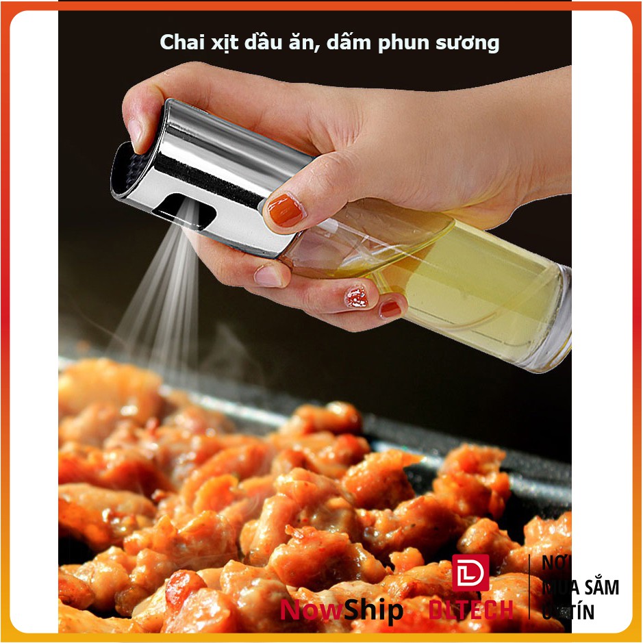 Bình Xịt Dầu Ăn, dấm, gia vị dạng lỏng Thuỷ Tinh 100ml BX1 DL TECH