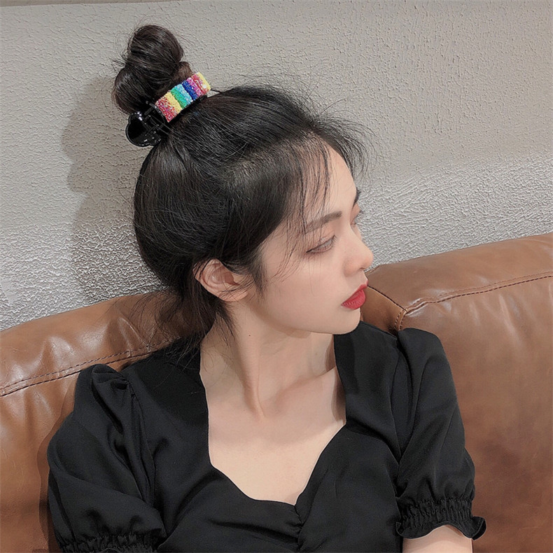 Kẹp tóc màu cầu vồng phong cách Hàn Quốc xinh xắn cho nữ