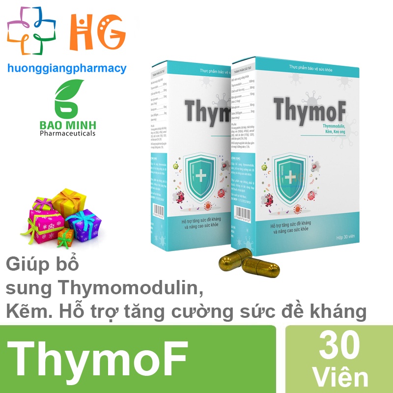 ThymoF giúp bổ sung Thymomodulin Kẽm hỗ trợ tăng cường sức đề kháng và nâng cao sức khỏe Hộp 30 Viên