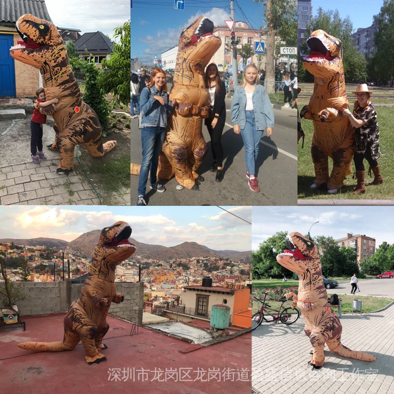 Bộ Đồ Bơm Hơi Hóa Trang Khủng Long T-rex Cho Người Lớn Và Trẻ Em Trong Tiệc Halloween
